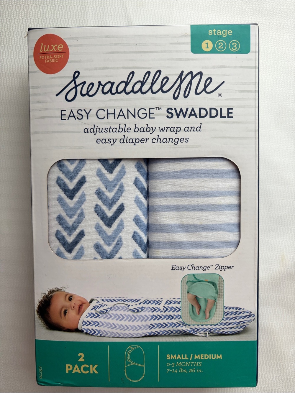 SwaddleMe Blue Patterned Easy-Change Swaddle 2-Pack